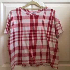 Zara Trafaluc red and white plaid t-shirt